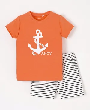 Name It Graphic T-Shirt & Shorts Set - Peach Echo