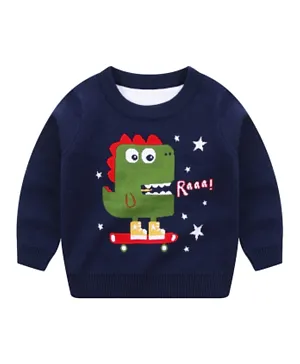 Kookie Kids Dino Print Sweater - Navy Blue