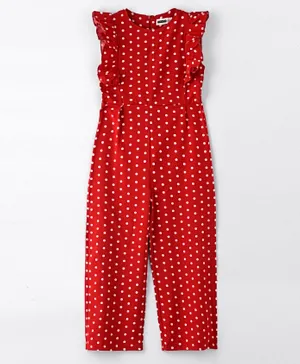 Hashqlo Sleeveless Polka Dots Jumpsuit - Red