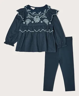 Monsoon Children Baby Embroidered Blouse and Leggings Set - Blue