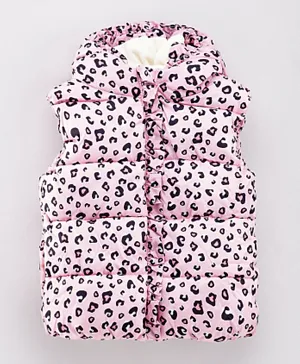 Minoti Sleeveless Leopard Printed Jacket - Pink