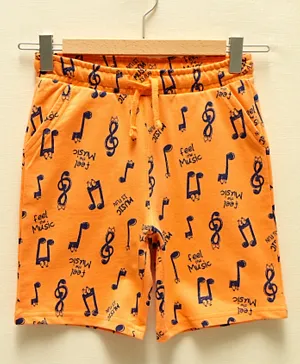 LC Waikiki Elastic Waist Printed Organic Cotton Shorts - Orange