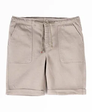 Jam Solid Cotton Shorts With Pockets - Beige