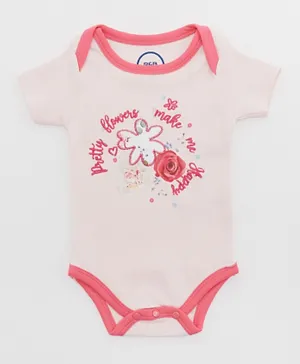 R&B Kids Pretty Flowers Make Me Happy Embroidered Bodysuit - Pink