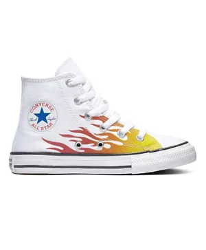 Converse Ctas Hi Flame Shoes - White and Red