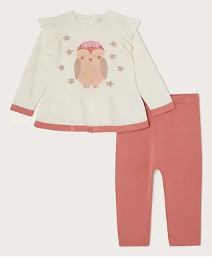 Monsoon Children Owl Top & Pants Set - White