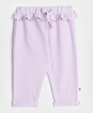 Cheekee Munkee Cotton Solid Frilled Waist Trousers - Purple