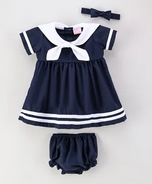 Rock a Bye Baby Sailor Dress, Bloomer And Headband Set - Blue