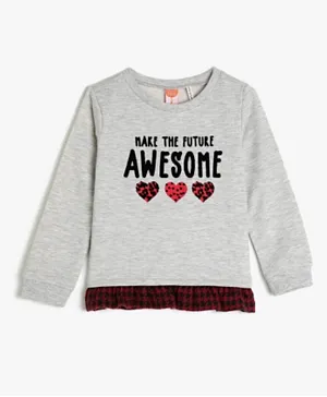 Koton Make The Future Awesome Graphic Sweatshirt - Grey