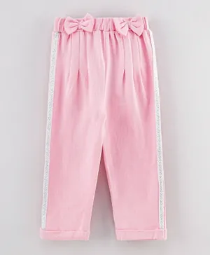 Babyhug Full Length Track Pant Bow Detail - Pink
