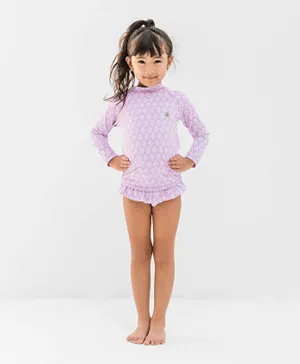 Badawii Geo Long Sleeves Two Piece Swimsuit - Purple