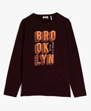 KOTON Brooklyn Graphic T-Shirt - Wine Red