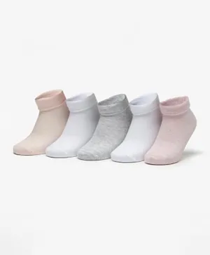 Little Missy 5 Pack Solid Ankle Length Socks - Multicolor