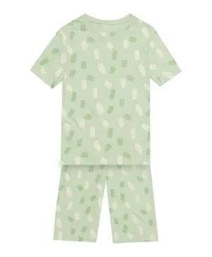 GreenTreat Bamboo All Over Printed T-Shirt & Shorts/Co-ord Set - Green