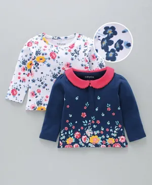Babyoye Full Sleeves Tees Floral Print Pack of 2 - Multicolor