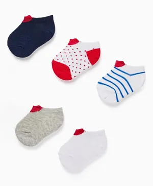 Zippy 5 Pack Heart Printed & Striped Ankle Socks - Multicolor