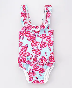 Kookie Kids V Cut Swimsuit Unicorn Print - Pink