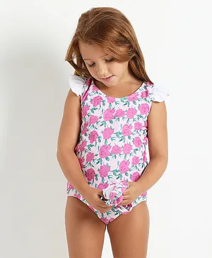 Kookie Kids V Cut Swimsuit with Cap - Pink
