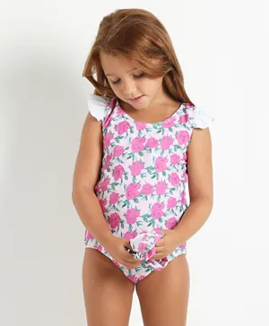 Kookie Kids V Cut Swimsuit with Cap - Pink
