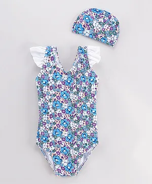 Kookie Kids V Cut Swimsuit with Cap - Blue
