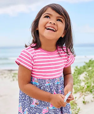 JoJo Maman Bebe Nautical Print Dress - Pink