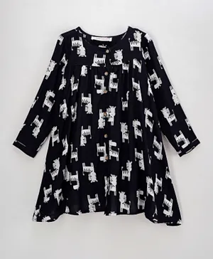 Minoti Zebra Printed Dress - Black