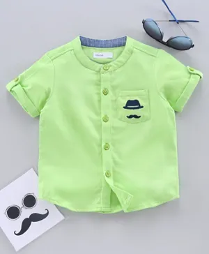 Babyoye Half Sleeves Pocket Embroidered Shirt - Green