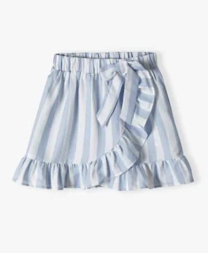 Minoti Striped Wrap Skirt With Bow - Blue & White