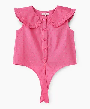 Jelliene Front Knotted Top - Pink