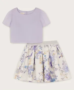 Monsoon Children Kim Foil Top & Skirt Set - Purple