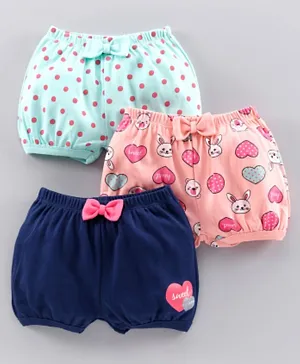 Babyoye Multi Printed Cotton Shorts Set of 3 - Pink Blue