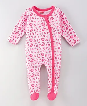 Babyhug Full Sleeves Footed Sleep Suit  - Pink