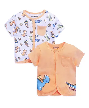 Babyoye Half Sleeves Jhabla Dino Print Pack of 2 - Orange