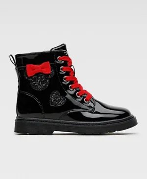 CCC Mickey & Friends Lace Up Boots - Black