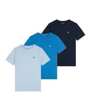 Jack Wills 3 Pack Mr Wills Cotton Embroidered T-Shirts -  Black & Blue