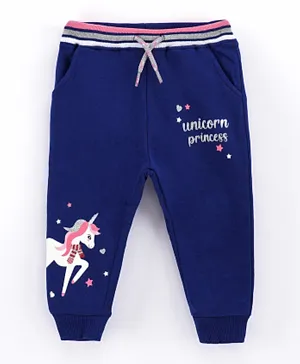 Babyhug Full Length Lounge Pant Unicorn Print - Blue