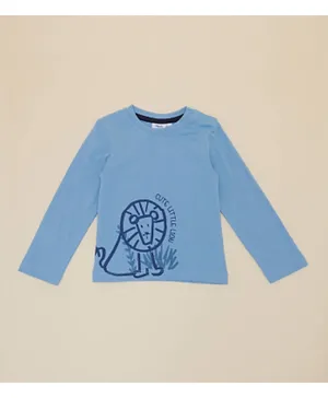 R&B Kids Cute Little Lion Graphic T-Shirt - Blue