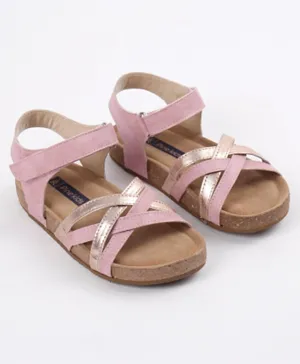 Pine Kids Party Wear Sandals Cutwork Detail - Pink