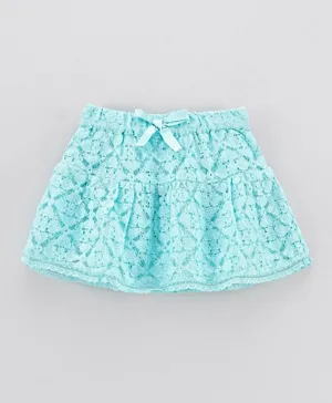 Babyoye Knee Length Cotton Blend Embroidered Skirt - Blue
