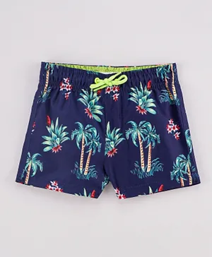 Minoti Tropical All Over Printed Board Shorts - Navy Blue