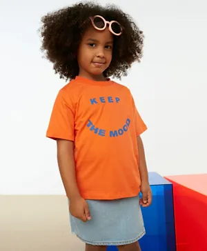 Trendyol Keep The Mood Crew Neck T-Shirt - Orange