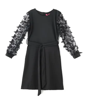 Le Crystal Butterfly Party Dress - Black