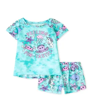 The Children's Place Feeling Fin-Tastic Printed Nightsuit - Blue Radiance