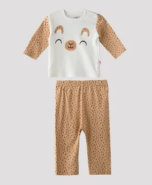 Smart Baby Printed Tee with Pants Set - White
