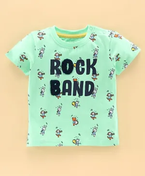 Babyoye Half Sleeves Tee Rock Band Print - Green