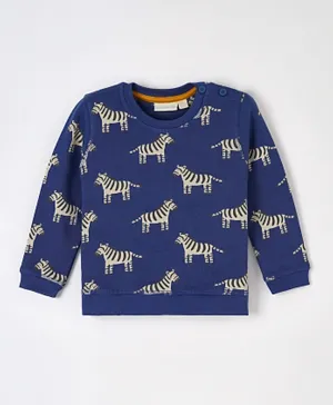 JoJo Maman Bebe Zebra Print Sweatshirt - Indigo
