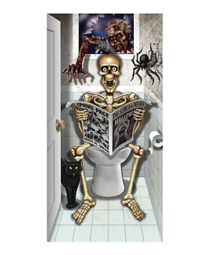 Bristol Novelty Skeleton Bathroom Door Cover Halloween Accessory - Multicolor