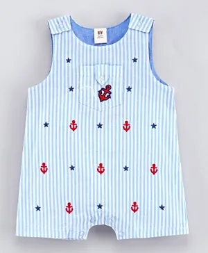 ToffyHouse Sleeveless Dungaree Style Romper  Anchor Print - Blue