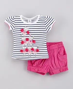 ToffyHouse Half Sleeves Top & Shorts Set - Pink