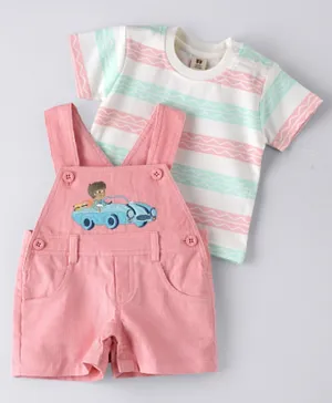 ToffyHouse Dungaree with Half Sleeves Tee - Desert Flower